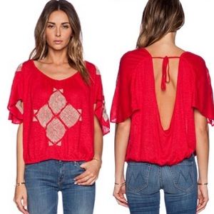 Free People Ponce de Leon Top in Red Combo